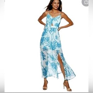 Candie’s Light Blue Palm Tree Maxi Dress